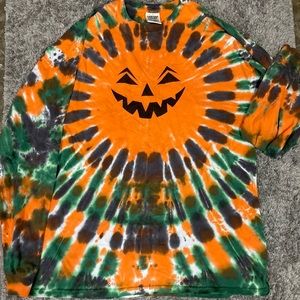 Tie Dye Halloween Pumpkin Shirt XL